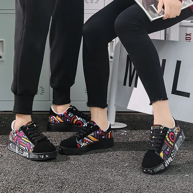 Men's and Women's Trendy Sneakers with Vibrant Geometric Pattern