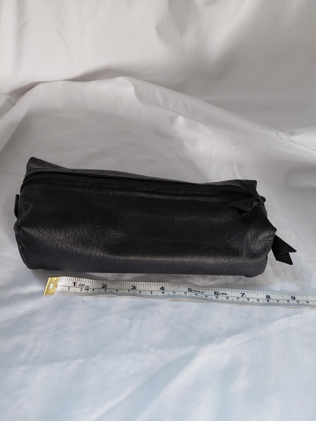 Black faux leather pencil case