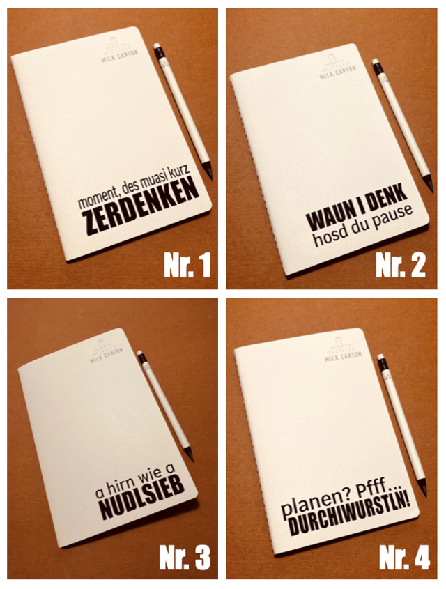 Notizbuch Set, recycelte Milchkartons