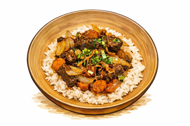 Cơm Baie d’Halong – Riz signature au gîte de bœuf fermier mijoté