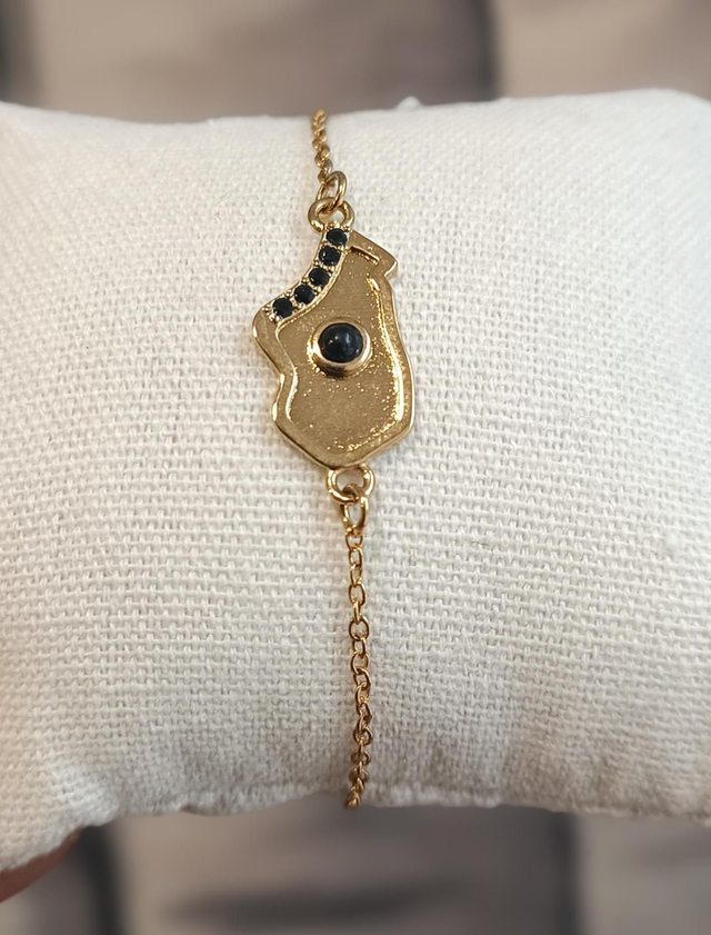 Bracelet carte Madagascar noir 