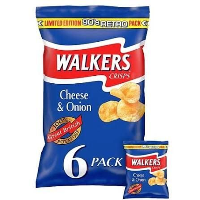Walkers Cheese &amp; Onion 90s Retro 6pack