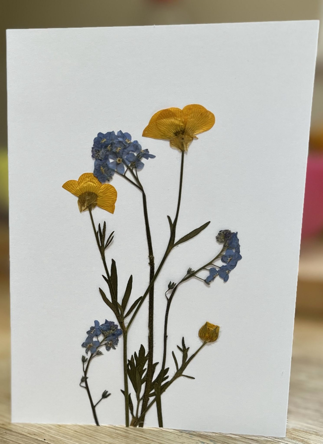Buttercup and Forget-me-nots Greeting Card