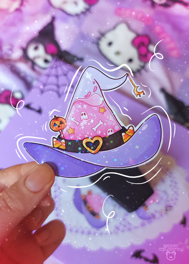 Sticker chapeau de sorcière Halloween