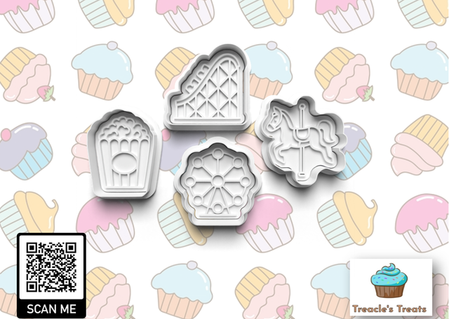Amusement Park Theme Fondant/cookie stamps with cutters 