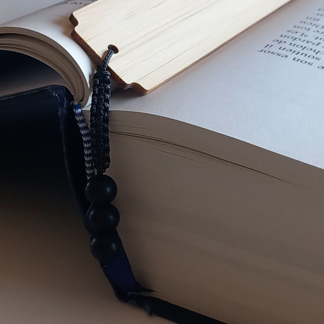 Marque-pages en bambou et Onyx noir mat