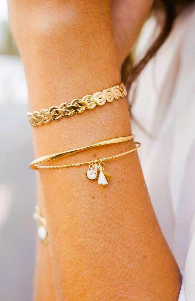 Bracelet Jonc torsadé doré à l'Or Fin