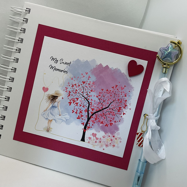 Handmade, personalised scrapbook / photo-book with FREE pen and pendant. Beautiful confirmation and birthday gift. Keepsake memories 
