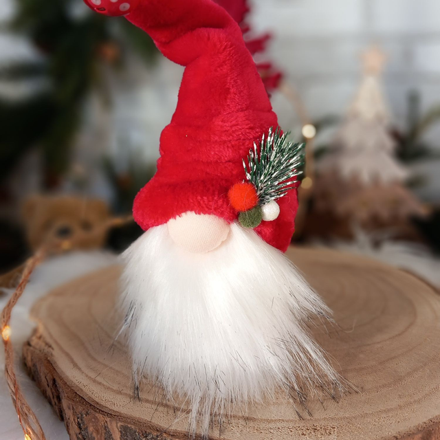 Tomte lutin père Noël aux grelots rouge et blanc