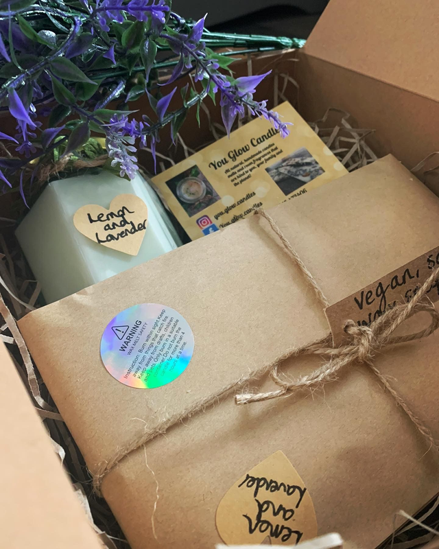 Medium self care gift box (containing one 5oz soy wax candle and one soy wax snap bar) any fragrance 