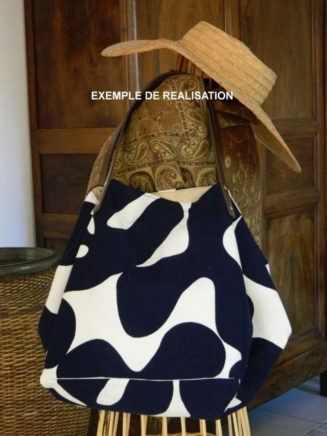 Grand sac cabas cube personnalisé tons de bleu