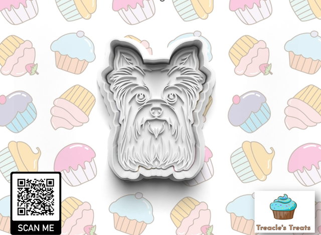 Yorkshire Terrier Head Fondant/cookie stamp with cutter