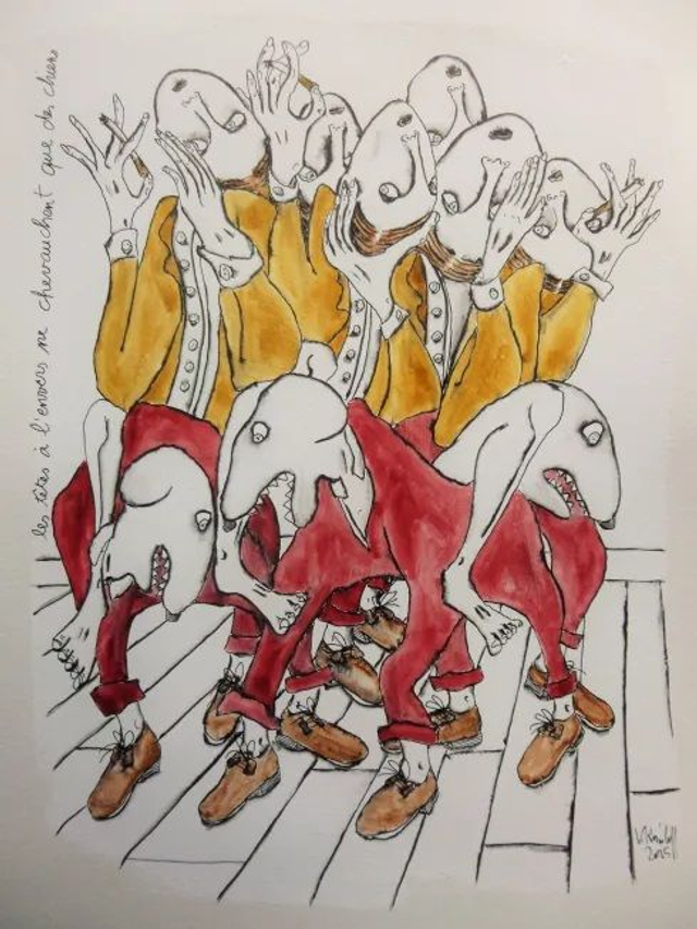 Les têtes à l'envers ne chevauchent que des chiens