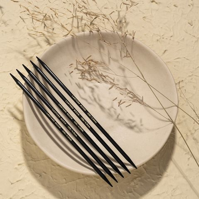 15cm Lantern Moon Ebony Wood Double Pointed Needles