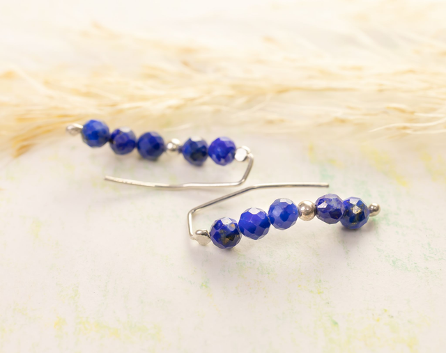 Pendientes trepadores de plata 925 y Lapislázuli