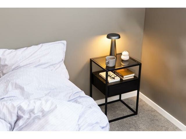 AC Design Table de nuit Randolf 40 x 35 x 60 cm, Nature/Noir