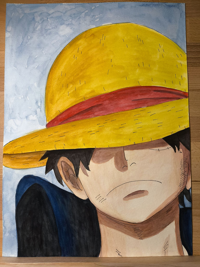 Aquarelle Monkey D. Luffy A3