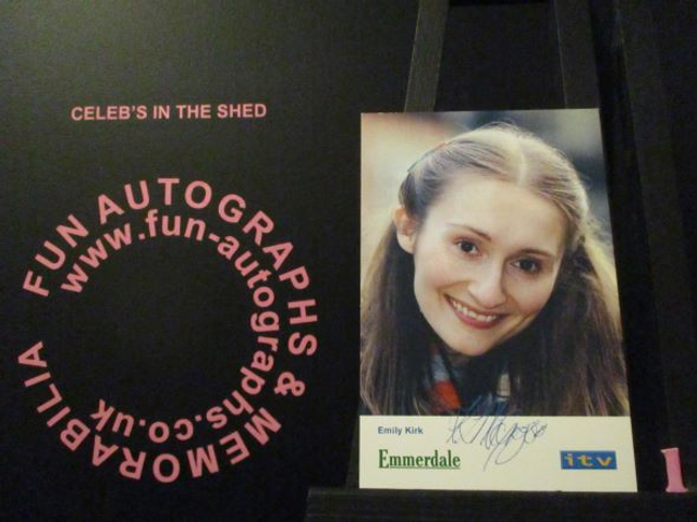 Kate McGregor (Emily Kirk) Original Emmerdale Blue &amp; Yellow Itv Logo Pre-Print Cast Card (1)(SEE PIC)
