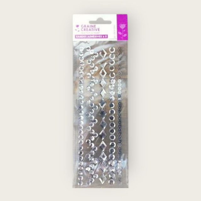 3 bands adhésives sequins argent