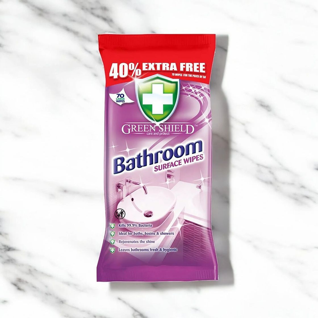 Green Shield Bathroom Surface Wipes - 70 Pack