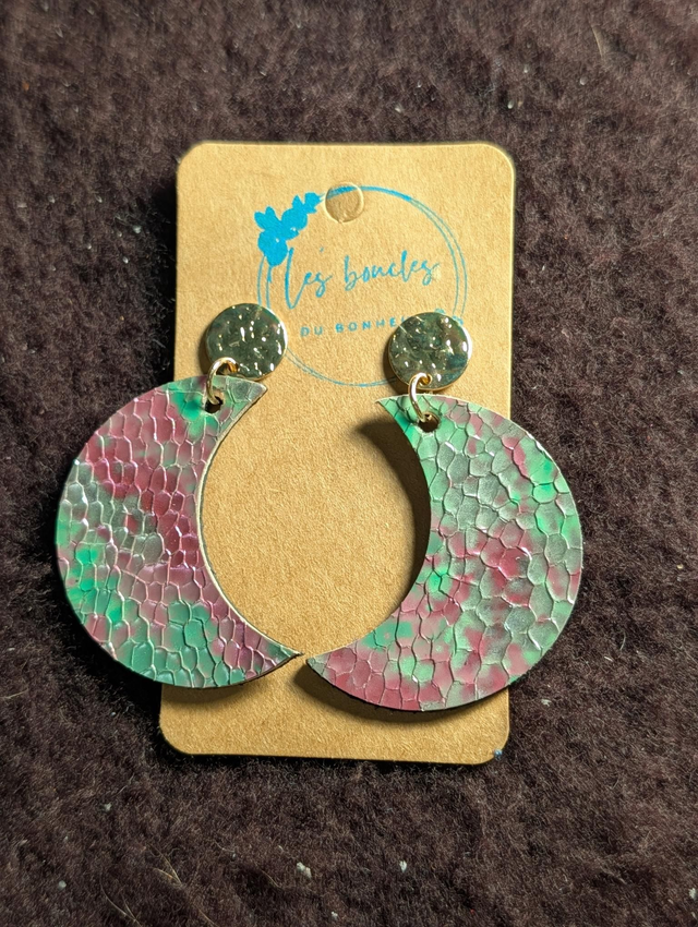 Boucles d'oreilles Lunae vert rose lu002