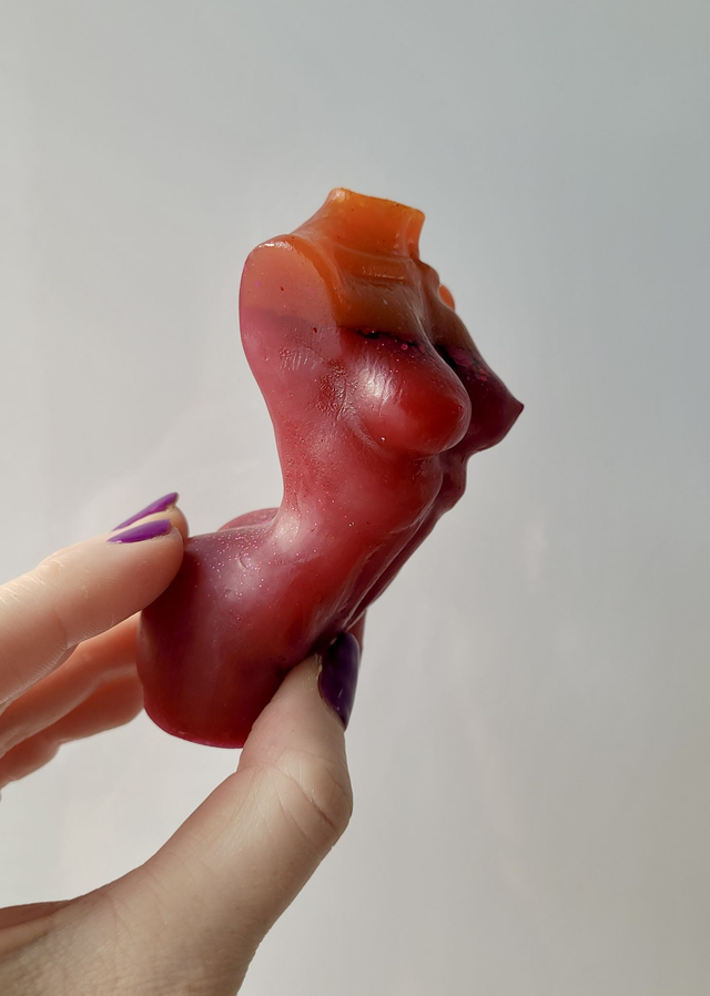 Female Body Ornament - Orange and Red Glitter