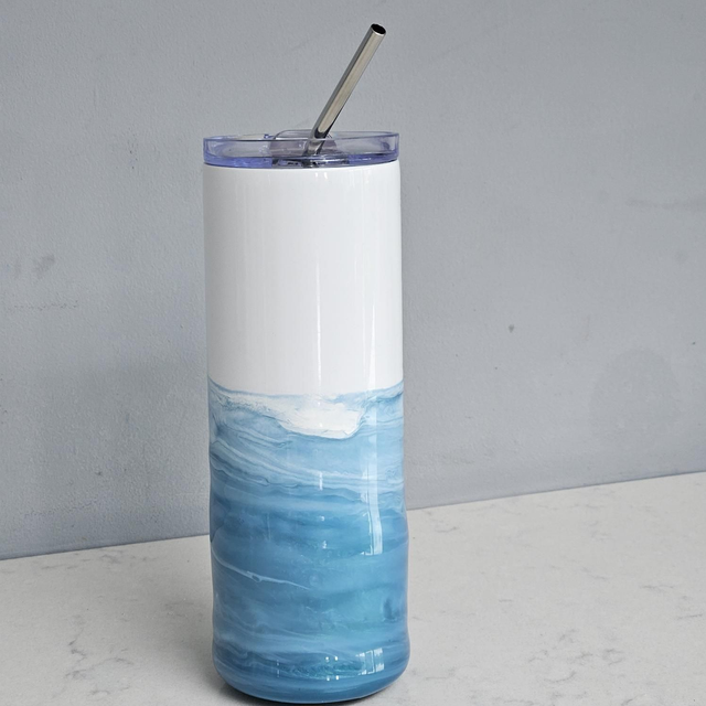 Resin Wave Tumblers with metal Straw 