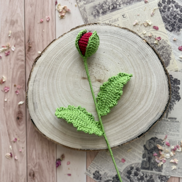 Feuilles de coquelicot et son bourgeon (personnalisable pour créer votre bouquet)
