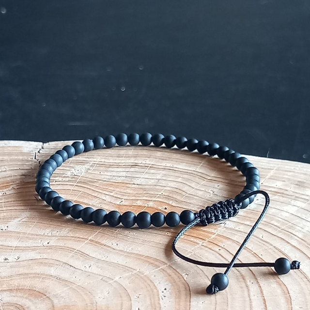 Bracelet ajustable en Onyx mat