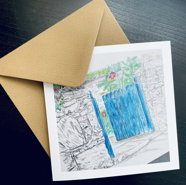 Blue Gate Greetings Card