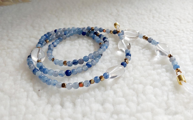Cordon à lunettes aventurine bleue