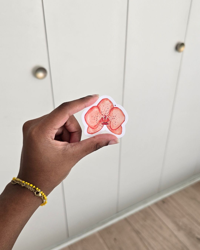 Stickers orchidée orange 
