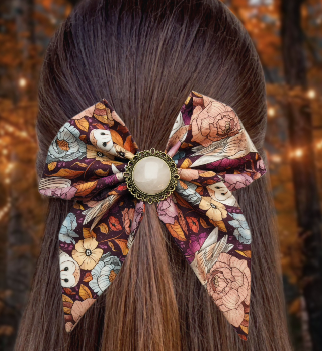 Barrette à cheveux - Chouette - Quartz rose