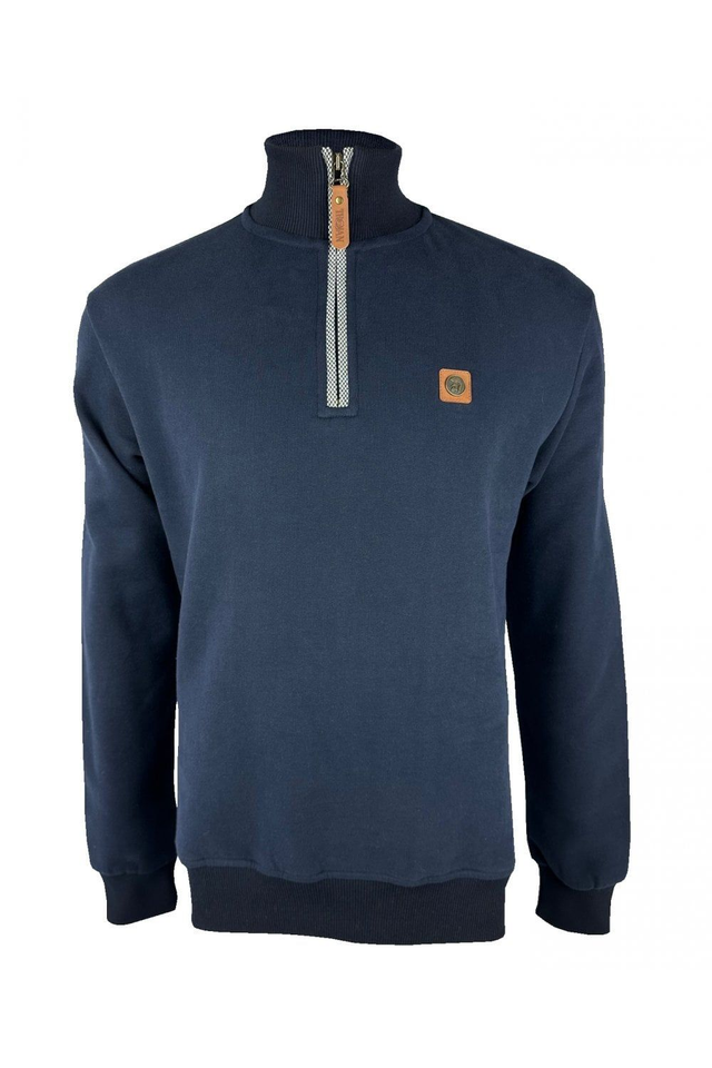 Trojan TR-9008 Quarter Zip Jaquared Trim Sweat - Navy