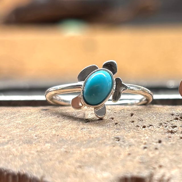 Bague Tortue Turquoise ovale taille 50