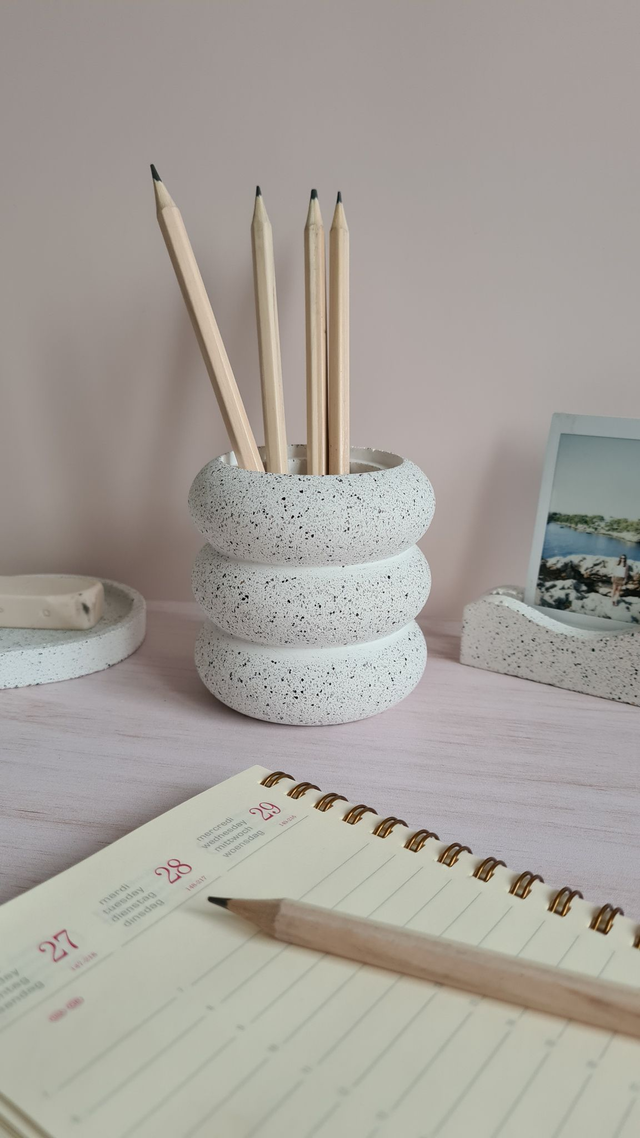 Pot à crayons – Blanc moucheté