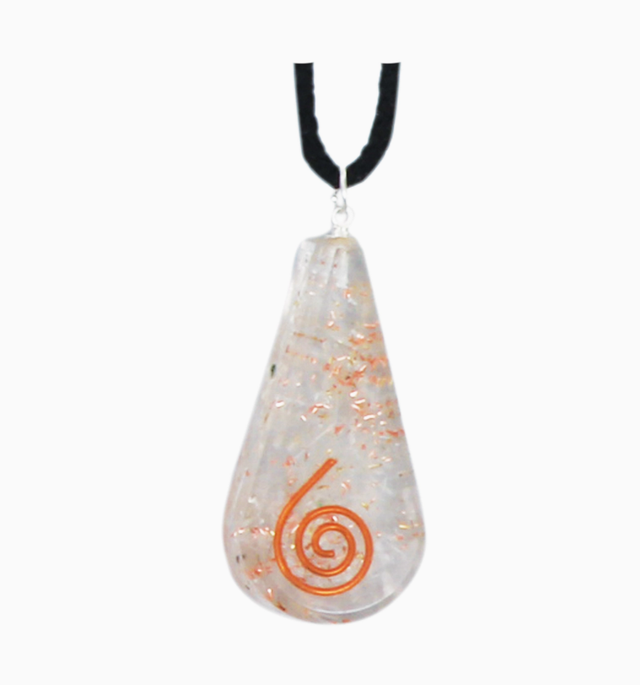 Orgonite en pendentif " Goutte " Sélénite