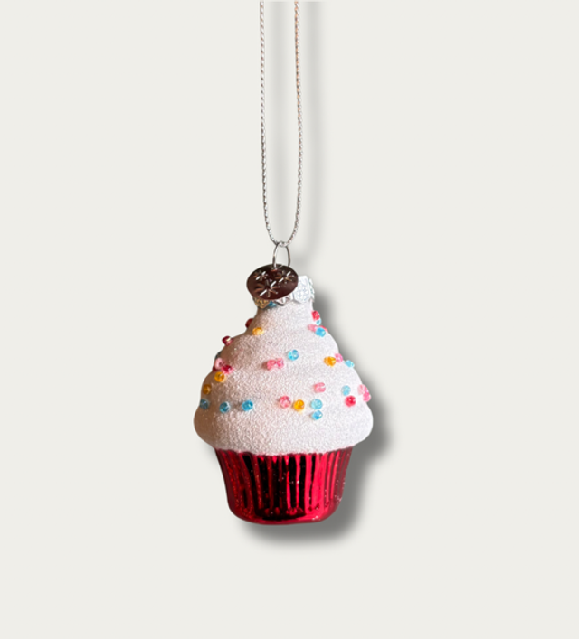 Glass Cupcake Ornament