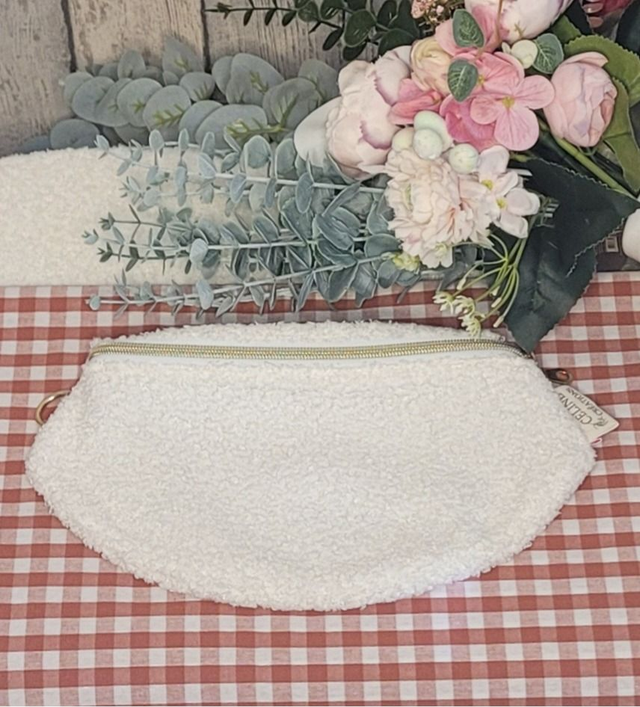 Sac banane bouclette écru