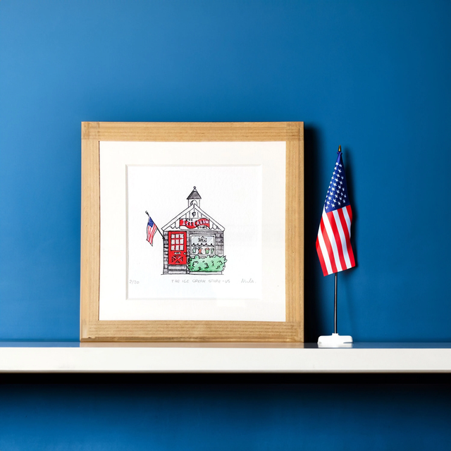 Vintage Ice Cream Shop Art Print – Retro USA Decor