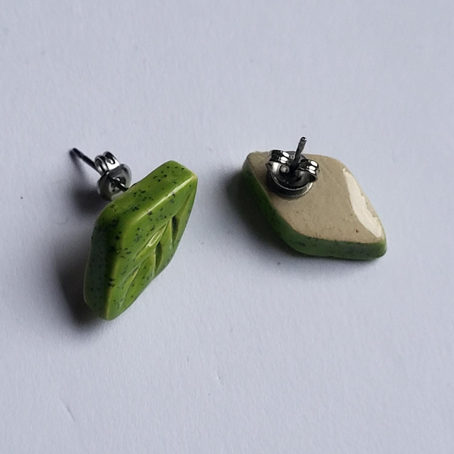 Leaf Drop Earrings - Lime Green