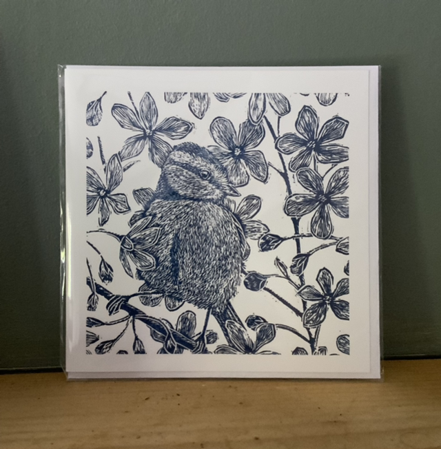 Spring Blue tit greeting card
