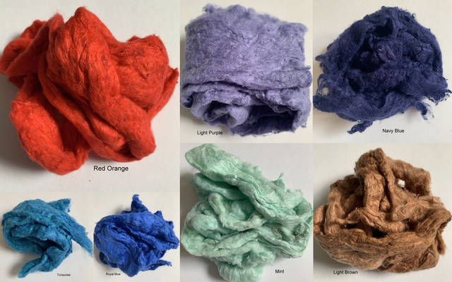 Dyed Tussah Silk Noils - Various Colors