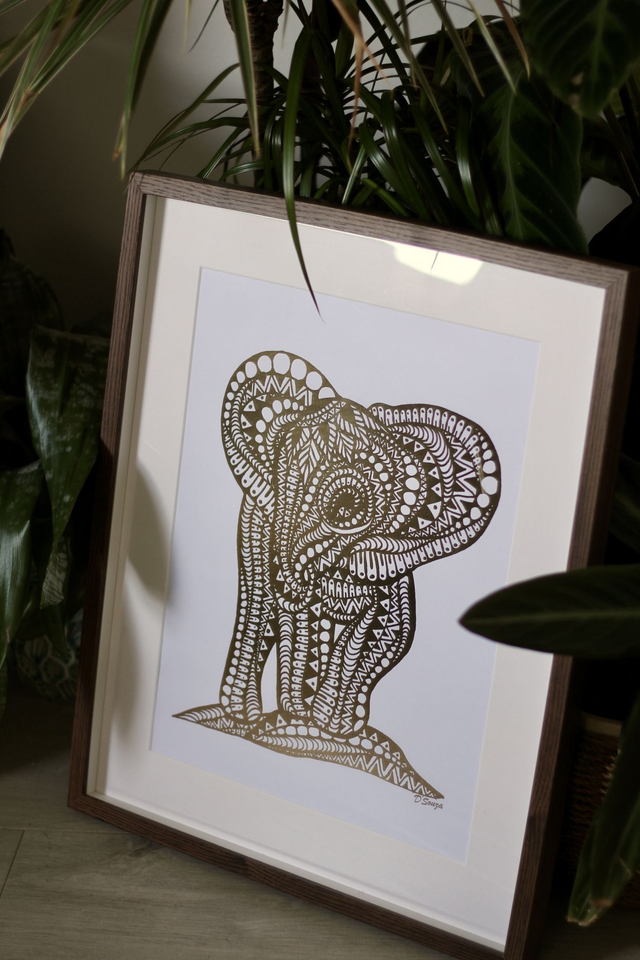 Baby Elephant Foil Print