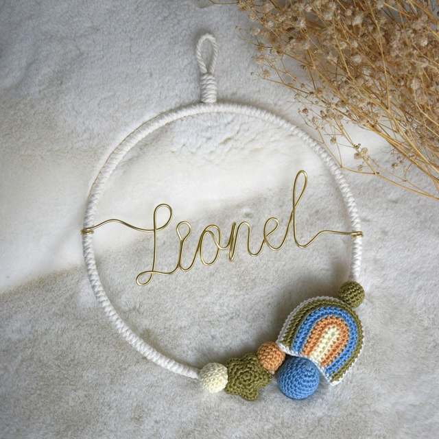 Couronne murale arc-en-ciel tons jaune/vert/bleu (20cm)