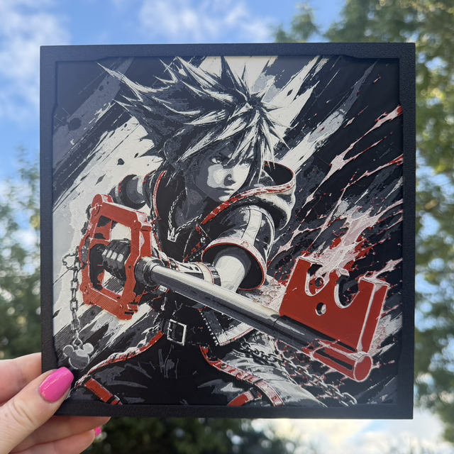 Sora Kingdom Hearts Keyblade HueForge 3D Printed Wall Art
