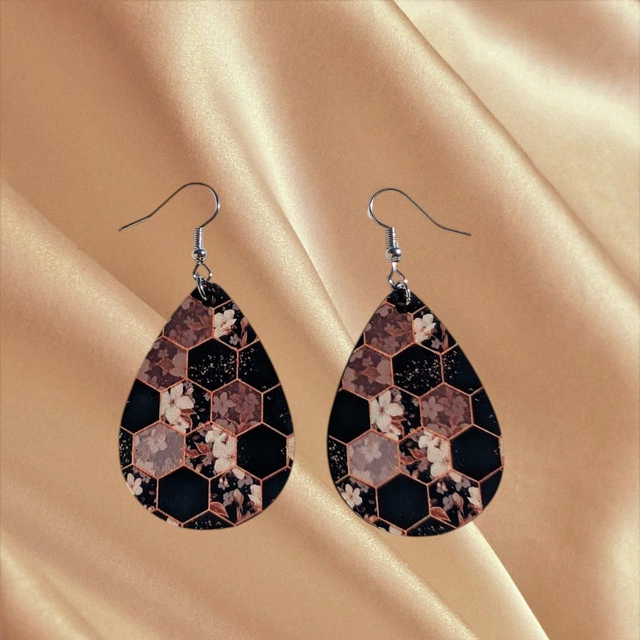 N°65 Boucles d'oreilles grande goutte fantaisie hypoallergénique 