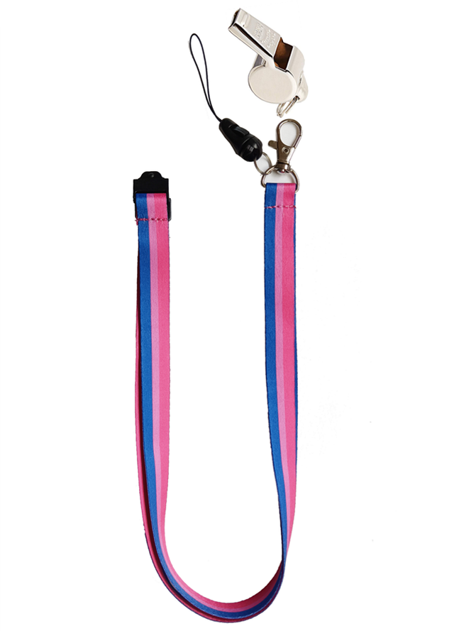 Safety Lanyard in Bisexual Pride Flag Colours with Whistle
