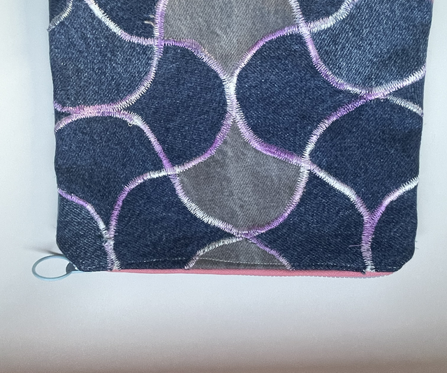 Up cycled denim cosmetic pouch 