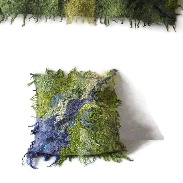 Federa feltro Federa decorativa fatta a mano OOAK Infeltrimento di lana in stile ecologico Regalo per la casa Federa per cuscini decorativi